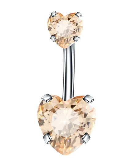 Fashion Zircon Heart Belly Button Piercing for Women Stainless Steel Long Flower Pendant Navel Rings Piercing Ombligo Jewelry