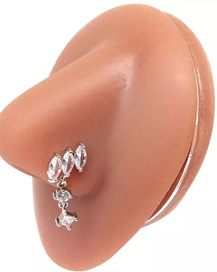 1Pcs Nose Ring for Women Dangle Nose Piercing Stainless Steel Nose Bend Ring Butterfly Dangling Noses Ring Body Piercing Jewelry