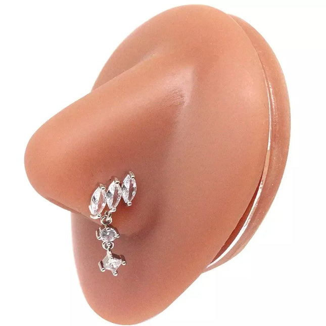 1Pcs Nose Ring for Women Dangle Nose Piercing Stainless Steel Nose Bend Ring Butterfly Dangling Noses Ring Body Piercing Jewelry