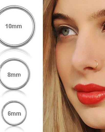 1/2pcs Nose Ring Clips Septum Ring Hoop Cartilage Tragus Helix Small Piercing Nose Rings  For Women Body Jewelry Accessories