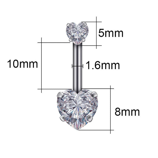Zircon Crystal Belly Button Piercing Rings for Women Navel Ring Surgical Steel Barbell Heart Butterfly Body Piercing Jewelry