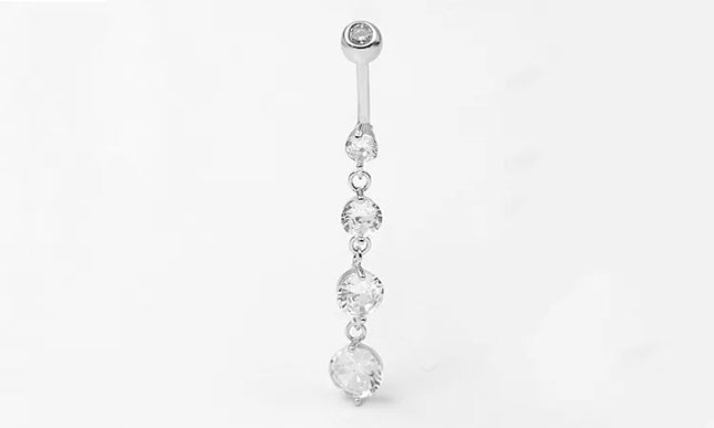 925 sterling silver Dangle Belly Button Rings for Women Fashion CZ Belly Ring Dangling navel piercing jewelry