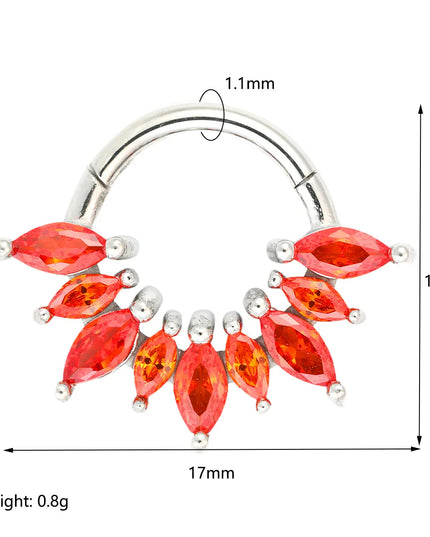 1/4 Pcs 316 Stainless Steel Closed Hinge Inlaid Purple, Pink, White, Orange 5A Zircon Pierced Nose Ring Earrings