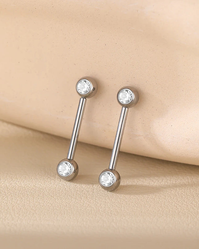 1/2Pcs Titanium Nipple Piercing Jewelry CZ Bezel Tongue Nipple Bars Piercing for Breasts Sexy Piercing Mamilo for Women 12-20mm