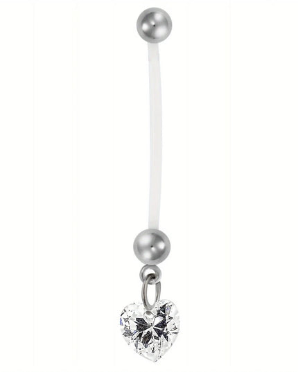 6pcs Different Sizes of Pregnant Belly Button Set, Transparent Ball Ball Love Foot Pendant,  Soft Pregnant Belly Button Piercing