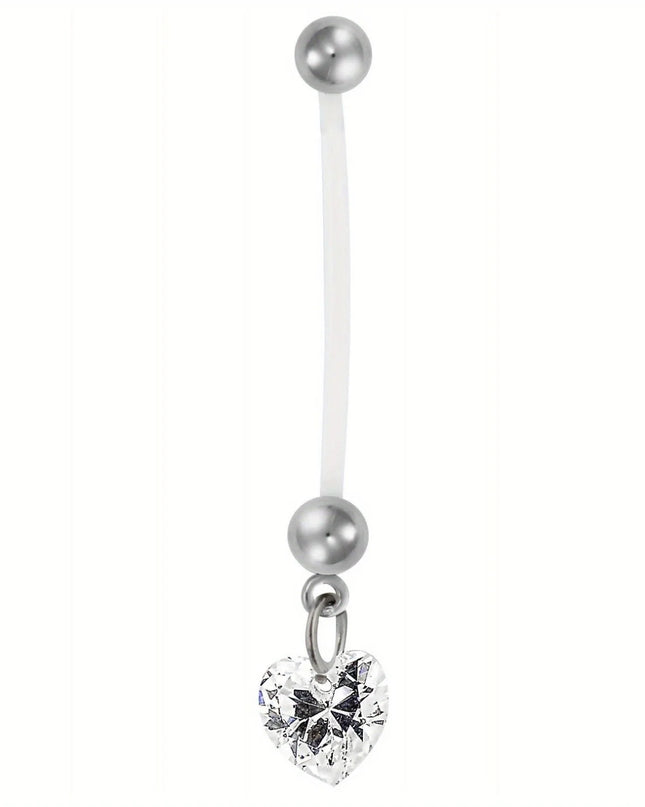 6pcs Different Sizes of Pregnant Belly Button Set, Transparent Ball Ball Love Foot Pendant,  Soft Pregnant Belly Button Piercing