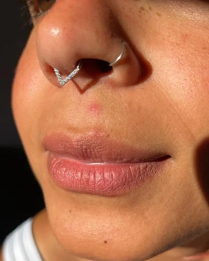 Surgical Steel Septum Nose Clicker Hinged Teardrop Shape Rhinestone Nose Ring Black Segment Ring Body Piercing Jewelry