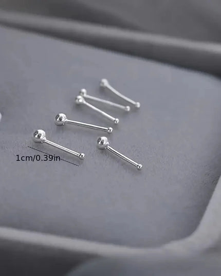 2pcs Ear Piercing Silver Needle Ear Stick Stud Earrings For Women Maintaining Ear Hole Small Tiny Round Ball Ear Jewelry
