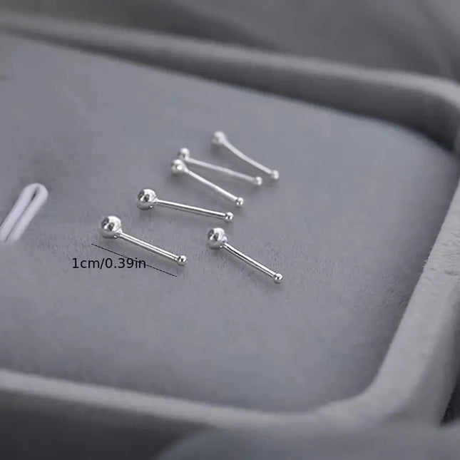 2pcs Ear Piercing Silver Needle Ear Stick Stud Earrings For Women Maintaining Ear Hole Small Tiny Round Ball Ear Jewelry
