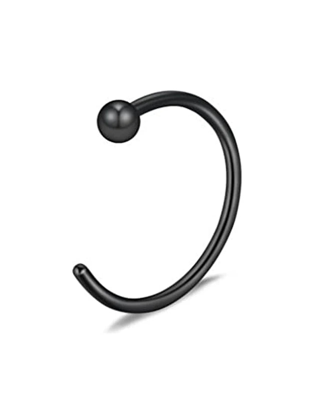 1Pcs 20G Nose Rings Hoop Surgical Stainless Steel Studs Screw L Shaped Nose Piercing Jewelry Women Black Woman and Man