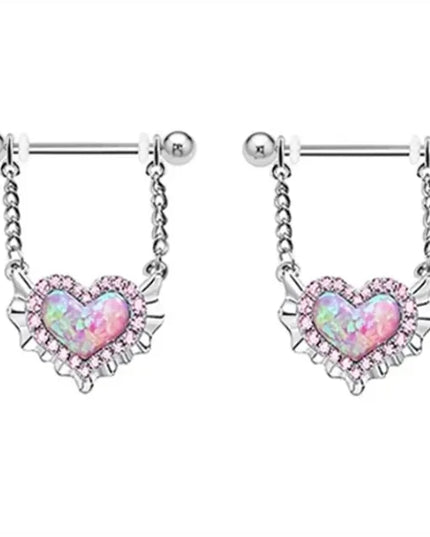 1Pair Stainless Steel Pink Nipple Piercing Jewelry Heart Wings Niplple Barbell Moon Devil Nipple Rings Body Piercing Pezon Mujer