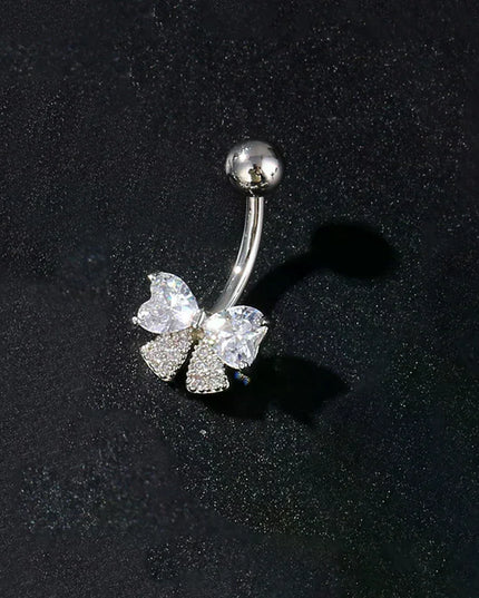 Women's Sexy Belly Button Ring Stainless Steel Navel Piercing with Butterfly Flower Design Body Jewelry