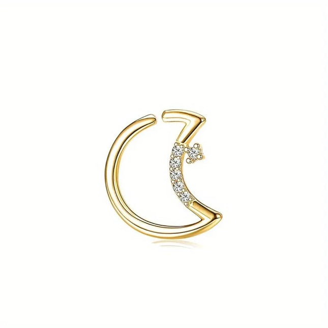 Drperfect Piercing Jewelry 16G Surgical Steel  Curved Barbell Eyebrow Rings Lip Belly Button Piercing Heart Moon Earrings