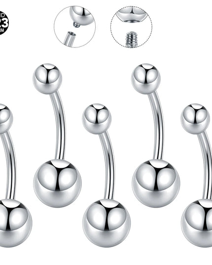1Pc/5Pcs G23 Titanium Belly Button Rings for Women Double Balls Navel Rings Ombligo Piercing Body Jewelry