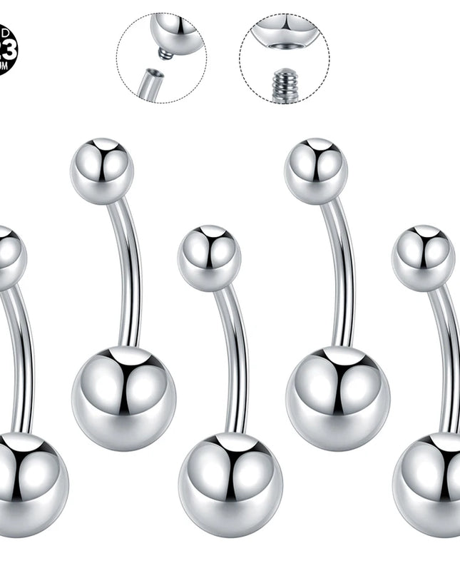 1Pc/5Pcs G23 Titanium Belly Button Rings for Women Double Balls Navel Rings Ombligo Piercing Body Jewelry