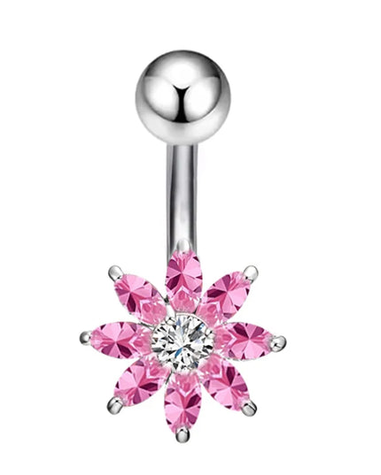 Sexy Pink Zircon Heart Belly Button Rings For Women Girls Fashion Stainless Steel Heart Navel Piercing Barbell Cute Belly Rings