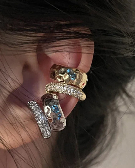New Trending Zircon Double-layer Ear Cuff No Piercing Earring Punk Unique Metal Geometric Ear Clip for Women Y2K Jewelry 2024