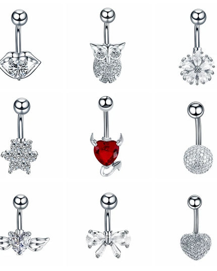 1PC Belly Button Piercing Crystal Ball Butterfly Navel Piercing Stainless Steel Belly Button Ring Cartilage Earring Jewelry