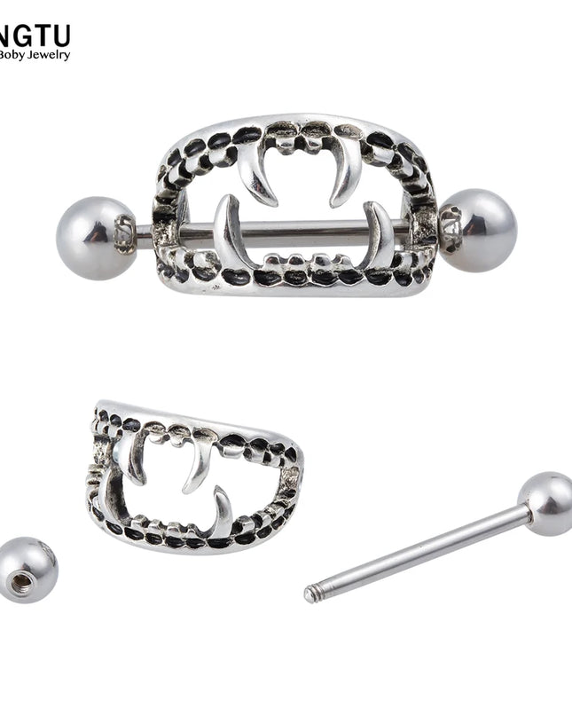 2PCS Surgical Steel Nipple Rings Piercing Jewelry Heart Women Sexy Hiphop Nail Clips Nipple Clamps Pierced Body Jewelry Gift