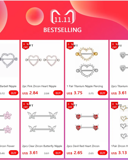 2pc Titanium Nipple Piercing Rings Dangle Chain 16G 14G 12-22mm G23 Nipple Barbell For Women Girls Men Body Jewelry Accessories