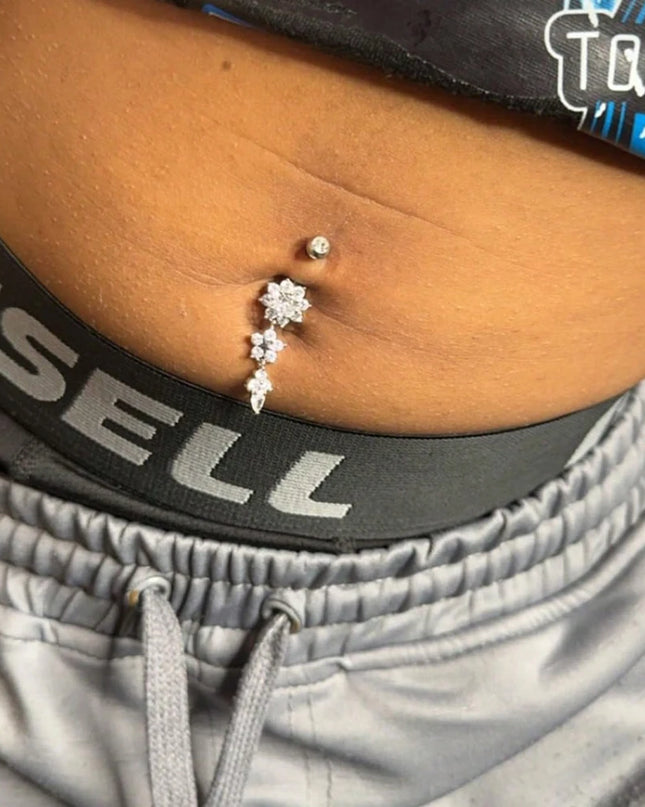 Belly Piercing Kit 12Pcs Belly Button Piercing Kit Includes 2Pcs 14G Belly Button Rings 1Pc Piercing Clamp 4Pc Piercing Needles