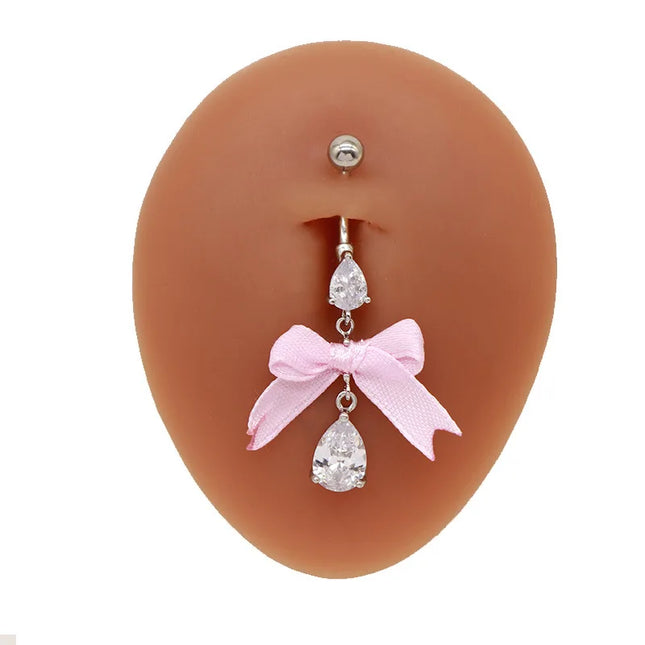 Beautiful Bow Belly Button Ring for Women Heart-shaped Belly Piercing Jewerly Surgical Steel Body Piercing Jewelry
