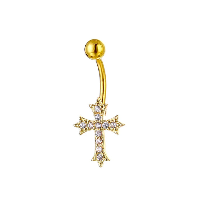 Fashion Sexy Piercing Navel Nail Body Jewelry For Women Girls Personalized Simple Cross Pendant Belly Button Rings Gifts