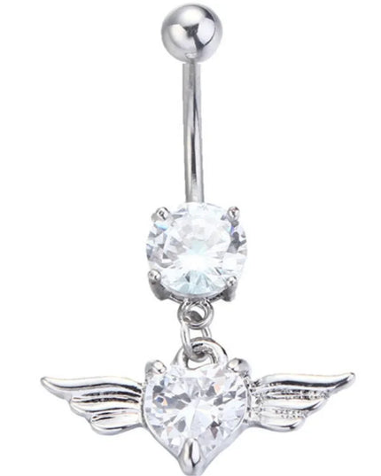 Dainsty Dangled Belly Button Rings Surgical Steel 14G Bar Navel Piercing Ring Crystal CZ Bee Flower Heart Belly Ring Ear Jewelry