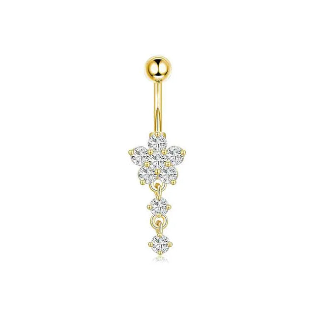 Dangle Belly Button Rings, 14G 316L Stainless Surgical Steel Cubic Zirconia Butterfly Heart Navel Ring Piercing Jewelry Barbells