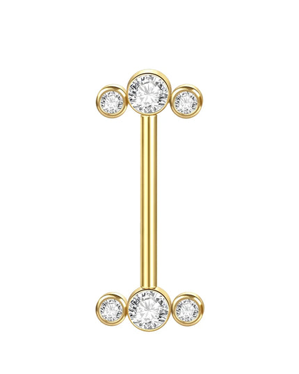1Pc Titanium Nipple Piercing Jewelry Internally Threaded Nipple Barbell Mamilo Piercing Prong Set Heart CZ Nipple Rings Women