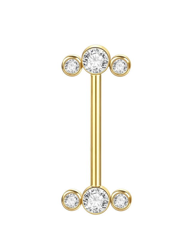 1Pc Titanium Nipple Piercing Jewelry Internally Threaded Nipple Barbell Mamilo Piercing Prong Set Heart CZ Nipple Rings Women