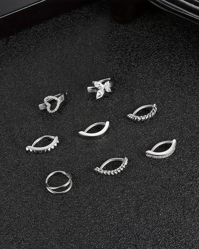 Bobisty 1Pc Surgical Steel Navel Rings Heart Butterfly Belly Button Piercing Reverse Navel Barbell Rings Piercing Jewelry