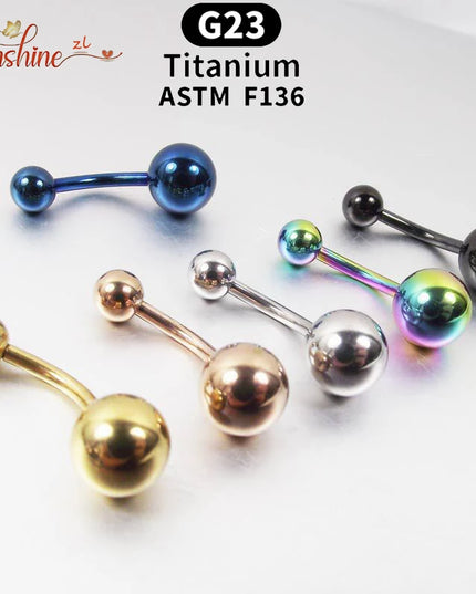 G23 Titanium 14G Belly Button Rings Zircon Highly Polishing Threaded Eyebrow Nails ASTM F136 Body 1pcs Wholesale Belly Button