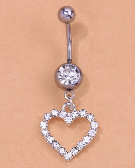 Stonefans Rhinestone Heart Belly Button Nails Body Piercing Jewelry Sexy Crystal Belly Button Ring Wholesale Jewelry for Women