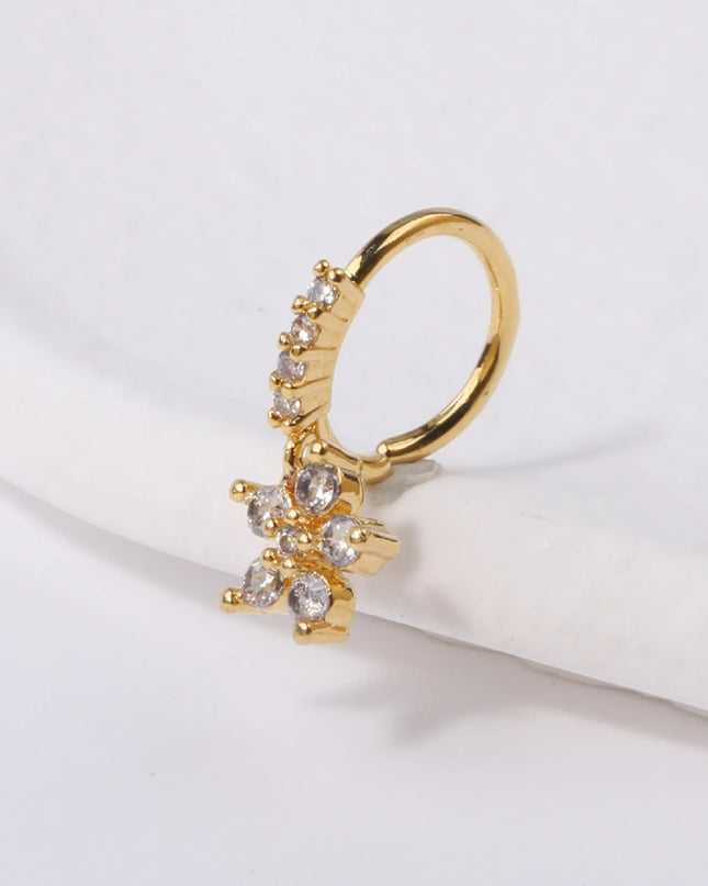 Nose Rings Hoop for Women Men Body Piercing Jewelry Cartilage Earring Nose Dangling CZ Cross Crown Starfish Dangle Nose Ring