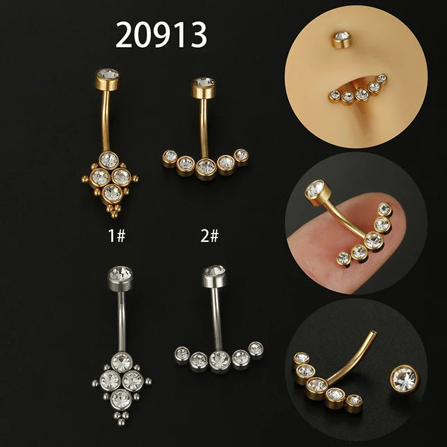 1 Pc New Sexy Dangling Navel Belly Button Ring Oreja 14G Cubic Zirconia 316L Surgical Steel Belly Piercing Jewelry