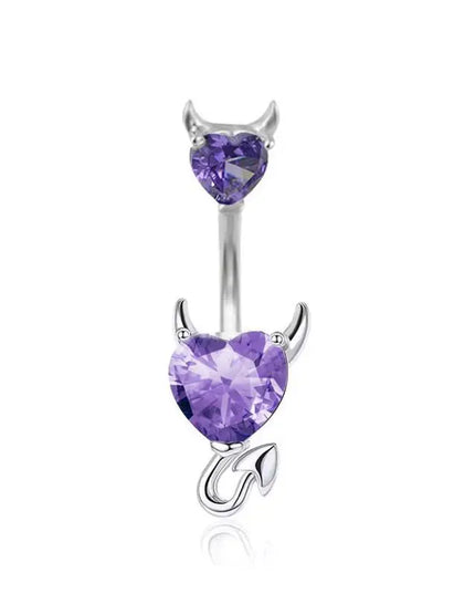 Belly Button Rings Mixed Purple Zircon Dangle Design Stainless Steel Durable Navel Rings for Daily Outfit Matching