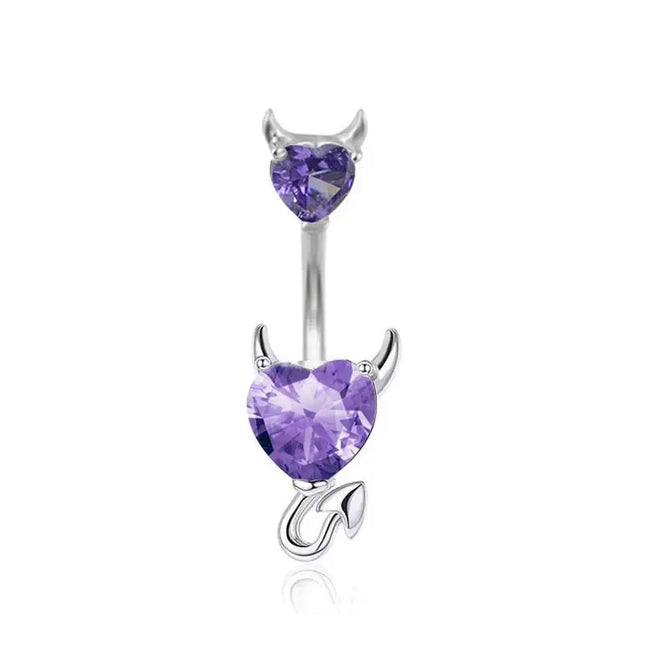 Belly Button Rings Mixed Purple Zircon Dangle Design Stainless Steel Durable Navel Rings for Daily Outfit Matching