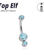 Blue zircon / Navel & Bell Button Rings / (14G) 1.6x10x4x6mm|body