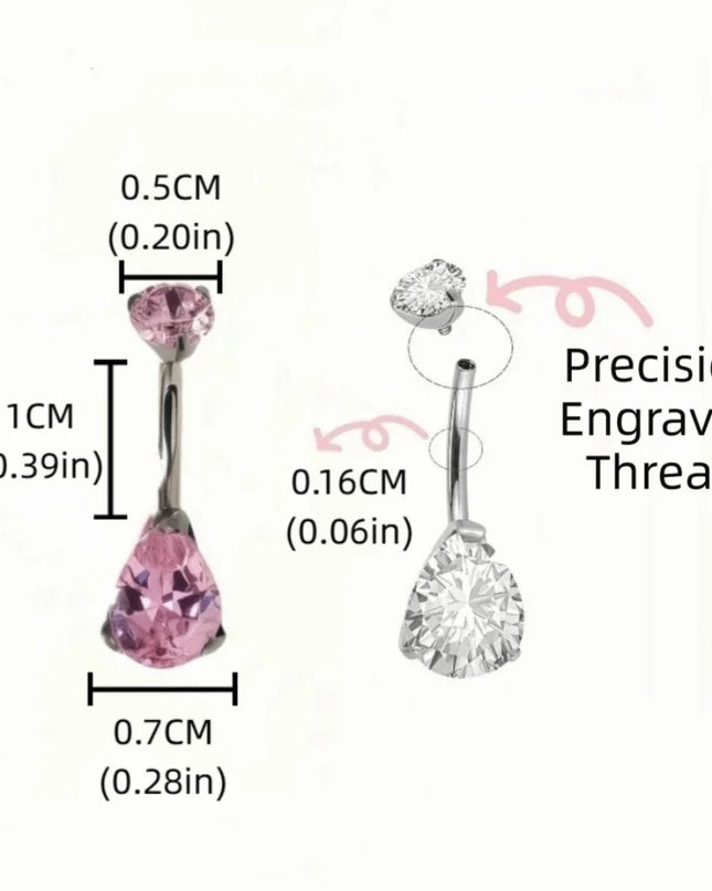 Elegant Titanium Belly Button Ring Zircon Stone G23 Titanium Dangle Curved Barbells Dangle Design Curved Barbell