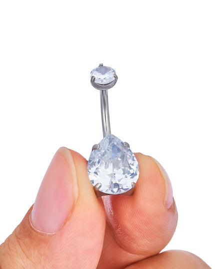 G23 Titanium 14G Belly Button Ring Round Navel CZ Barbell Belly Rings For Women Heart-shaped water droplet Belly Button Rings