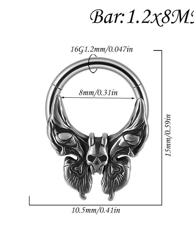 1PC Punk Many Style Black Oil Drip Hinger Septum Nose Ring Stainless Steel Ear Tragus Cartilage Daith Helix Earring Unisex Gift