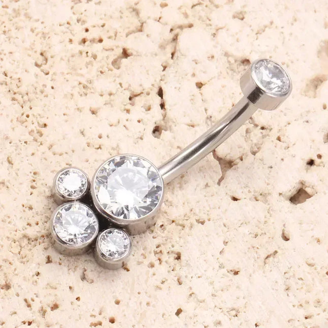 ASTM F136 Titanium Internal Thread Zircon Belly Button Piercing Sexy Belly Dance Piercing Bellybutton Body Jewelry Belly Ring