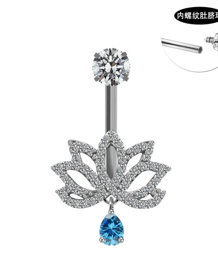 Fashion Crystal Belly Piercing Navel Ring Body Accessories Trigrams Flower Belly Button Piercing Ombligo Studs Jewelry