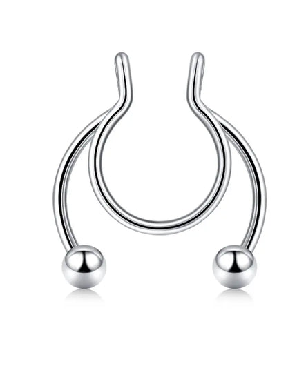 Women Colorful Fake Septum Jewelry Nose Ring Non Piercing Stainless Steel