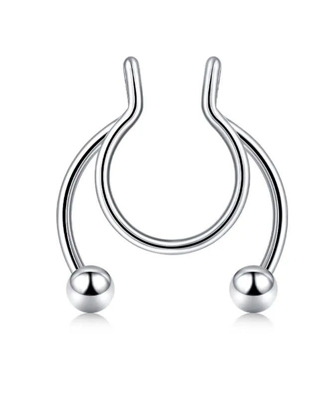 Women Colorful Fake Septum Jewelry Nose Ring Non Piercing Stainless Steel