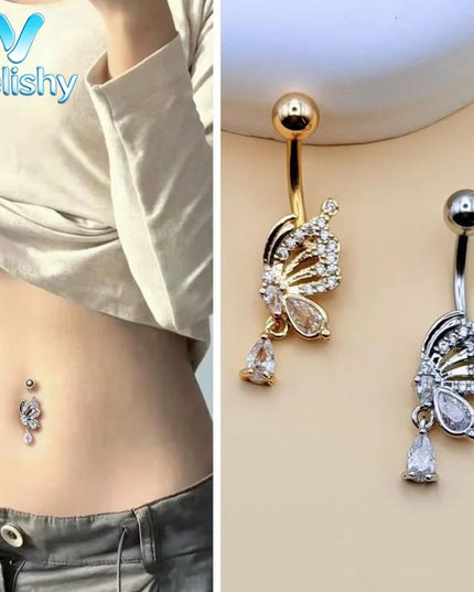 Steel Belly Button Ring Cute Devil Heart Cubic Zirconia Inlaid Hypoallergenic Navel Ring for Teen Girls Daily Use