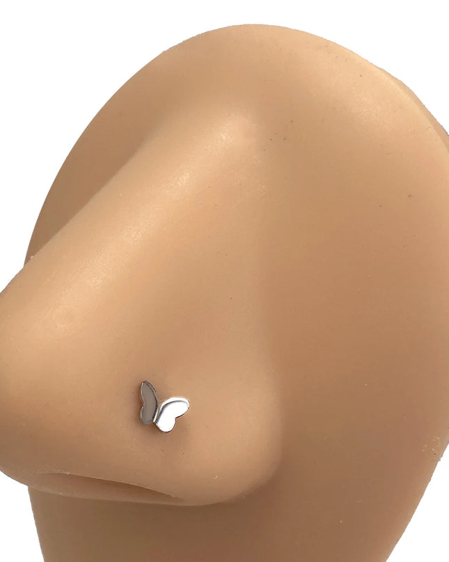 1pcs 20G Stainless Steel Nose Stud Rings for Women Nose Piercing Bend Butterfly Nose Ring Earring Nose Studs Piercing Jewelry