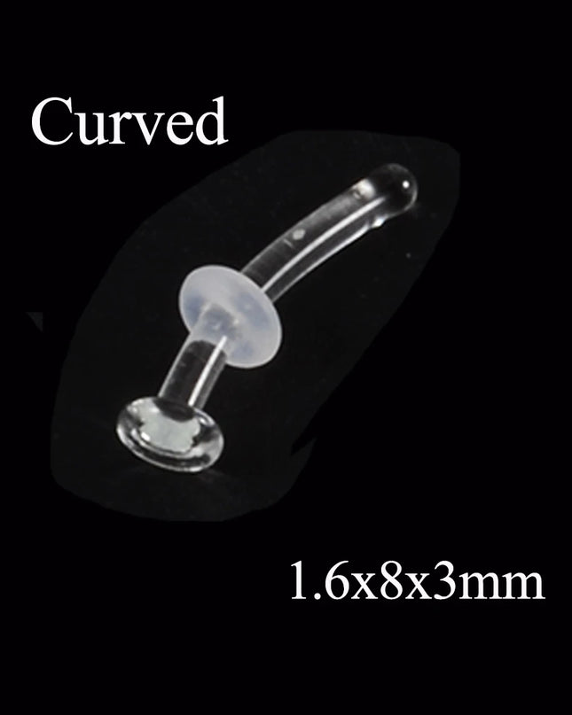 1PC Glass Nose Helix Studs Transparent Straight Curved Nose Ring Prevent Allergy Nariz Tragus Navel Piercing Body Jewelry