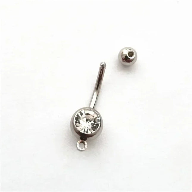 Funny Fish Bone Dangle Belly Button Ring, Skeleton Charm Surgical Stainless Steel 14 Gauge Navel Barbell Ring, Beach Jewelry